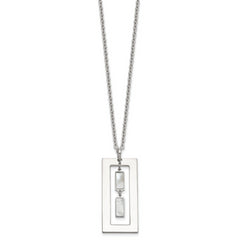 Sterling Silver Open Rectangle with Mother of Pearl Dangles 18.25 inch Necklace