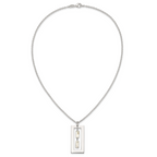 Sterling Silver Open Rectangle with Mother of Pearl Dangles 18.25 inch Necklace