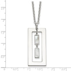 Sterling Silver Open Rectangle with Mother of Pearl Dangles 18.25 inch Necklace