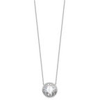 Sterling Silver Rhodium-plated Polished Filigree Mother of Pearl Filigree Circle 16 Inch with 2 Inch Extension Necklace