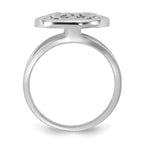 Sterling Silver Rhodium-plated Polished Filigree Mother of Pearl Filigree Circle Size 8 Ring