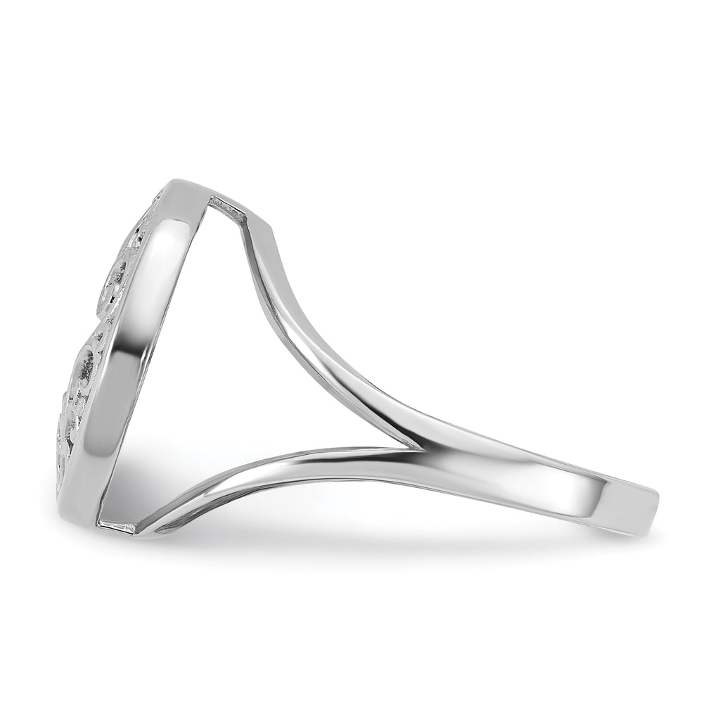 Sterling Silver Rhodium-plated Polished Filigree Mother of Pearl Filigree Circle Size 8 Ring