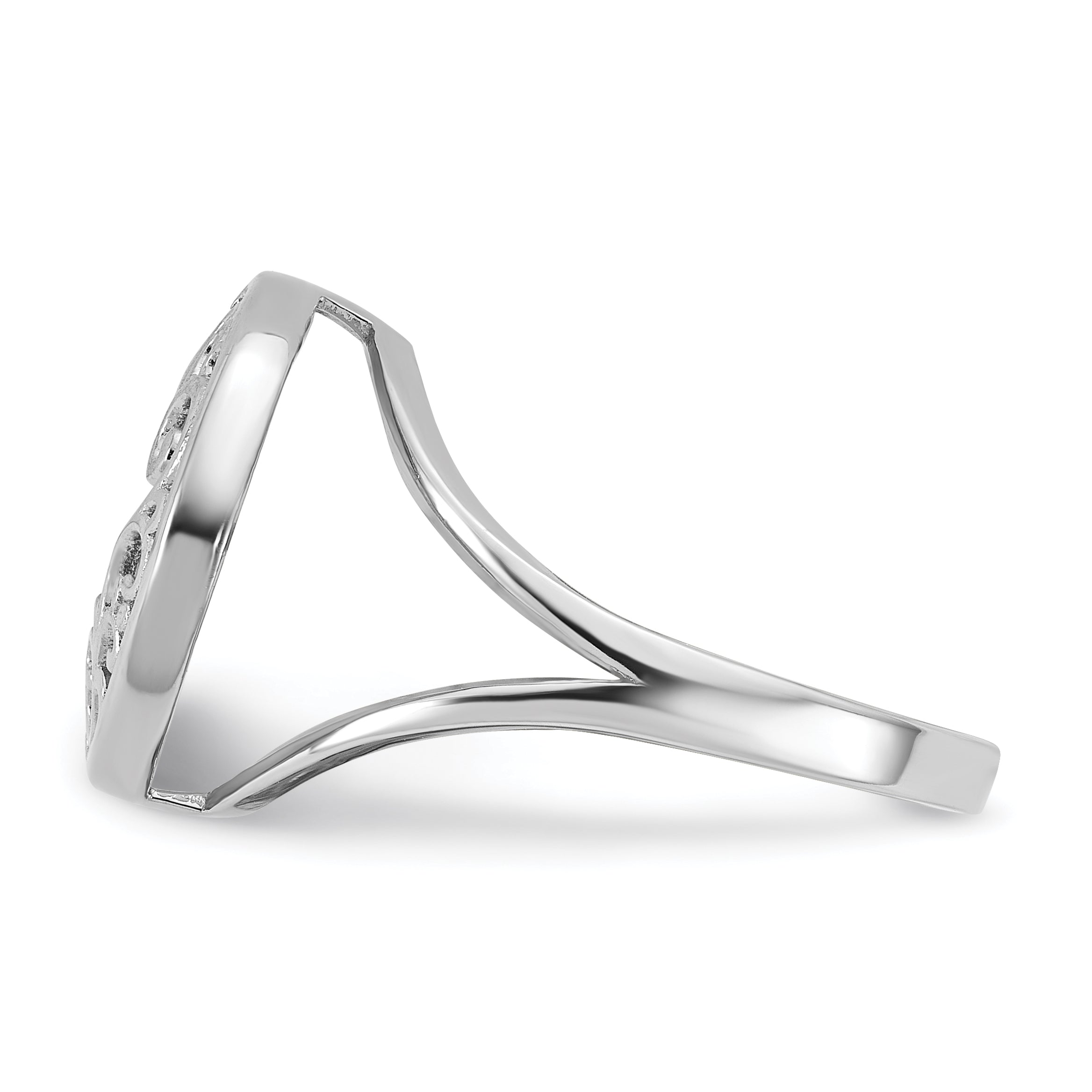 Sterling Silver Rhodium-plated Polished Filigree Mother of Pearl Filigree Circle Size 8 Ring