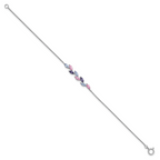 Sterling Silver Rhodium-plated Polished Fancy Pink and Purple Marquise CZ 7 Inch Bracelet