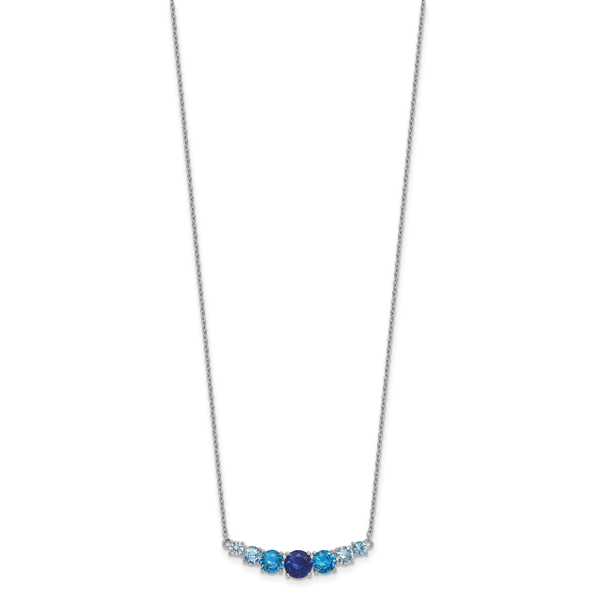 Sterling Silver Rhodium-plated Polished Lab Created Spinel/Lab Created Aquamarine/CZ  16 Inch with 2 Inch Extension Necklace Secondary image