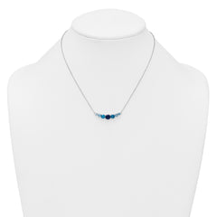 Sterling Silver Rhodium-plated Polished Lab Created Spinel/Lab Created Aquamarine/CZ  16 Inch with 2 Inch Extension Necklace