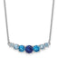 Sterling Silver Rhodium-plated Polished Lab Created Spinel/Lab Created Aquamarine/CZ  16 Inch with 2 Inch Extension Necklace