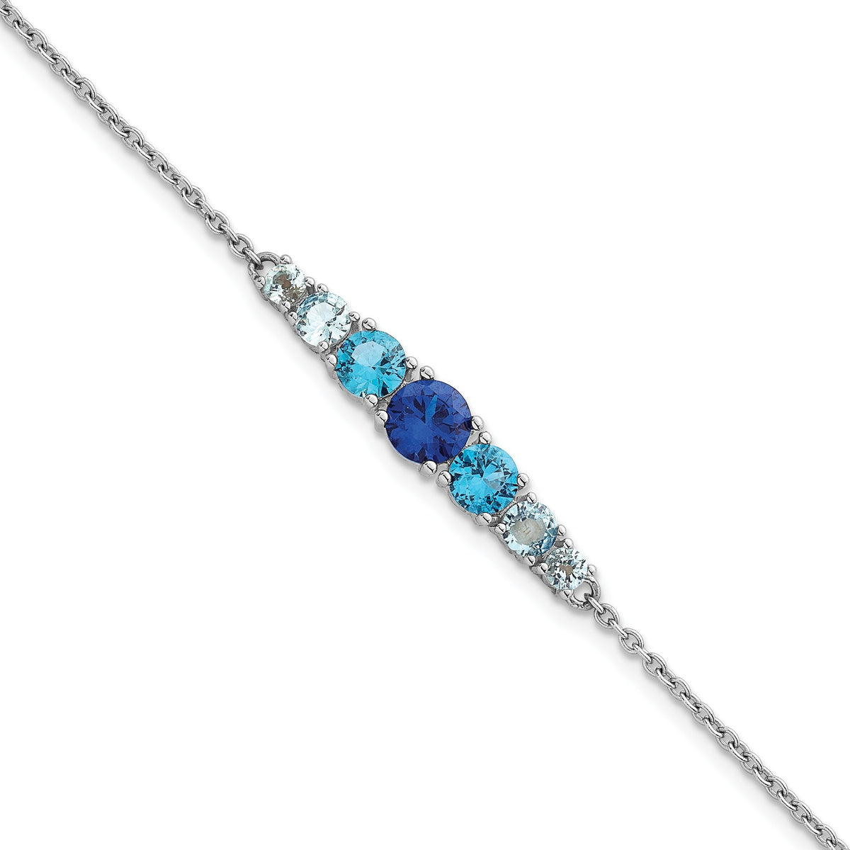 Lab-Created Aquamarine/Cubic Zirconia Bracelet in Sterling Silver, 7 Inch - Sophia Jewelers Main image