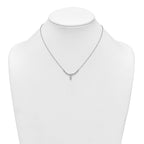Sterling Silver Rhodium-plated Polished Fancy CZ Drop 16.5 inch with 1 inch Extension Necklace