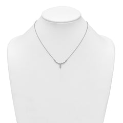Sterling Silver Rhodium-plated Polished Fancy CZ Drop 16.5 inch with 1 inch Extension Necklace
