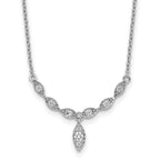 Sterling Silver Rhodium-plated Polished Fancy CZ Drop 16.5 inch with 1 inch Extension Necklace