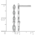 Sterling Silver Rhodium-plated Polished Fancy CZ Drop Dangle Post Earrings