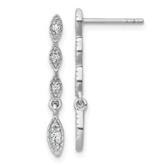 Sterling Silver Rhodium-plated Polished Fancy CZ Drop Dangle Post Earrings