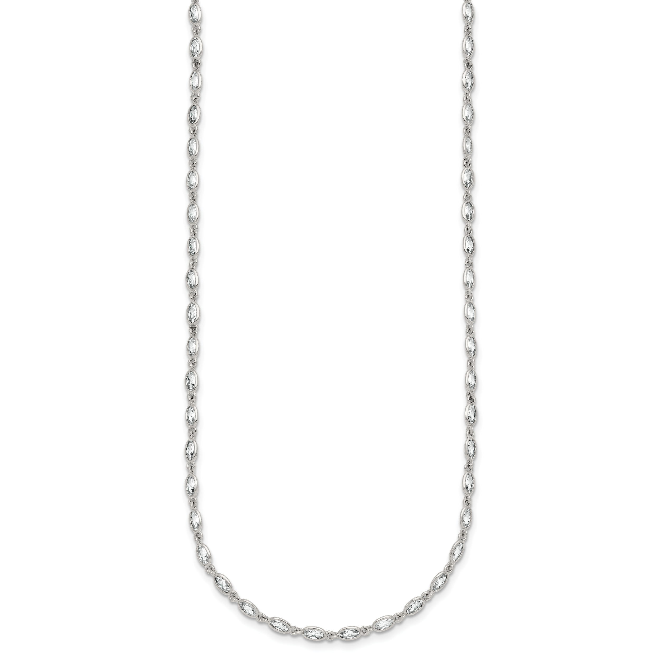 Sterling Silver Polished Oval Bezel CZ 16 Inch with 2 Inch Extension Necklace Secondary image