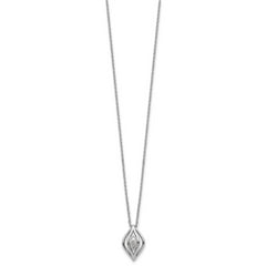 Sterling Silver Rhodium-plated Marquise CZ Polished Fancy Oval 18 inch Necklace