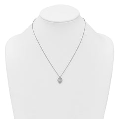 Sterling Silver Rhodium-plated Marquise CZ Polished Fancy Oval 18 inch Necklace