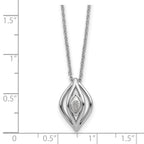 Sterling Silver Rhodium-plated Marquise CZ Polished Fancy Oval 18 inch Necklace