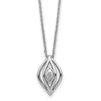 Sterling Silver Rhodium-plated Marquise CZ Polished Fancy Oval 18 inch Necklace