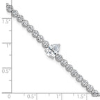 Sterling Silver Rhodium-plated Polished Round and Pear Teardrop CZ 7.25 Inch Bracelet