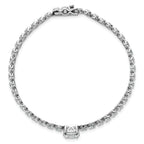 Sterling Silver Rhodium-plated Polished Fancy Oval and Round CZ 7.25 Inch Bracelet