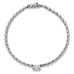 Sterling Silver Rhodium-plated Polished Fancy Oval and Round CZ 7.25 Inch Bracelet