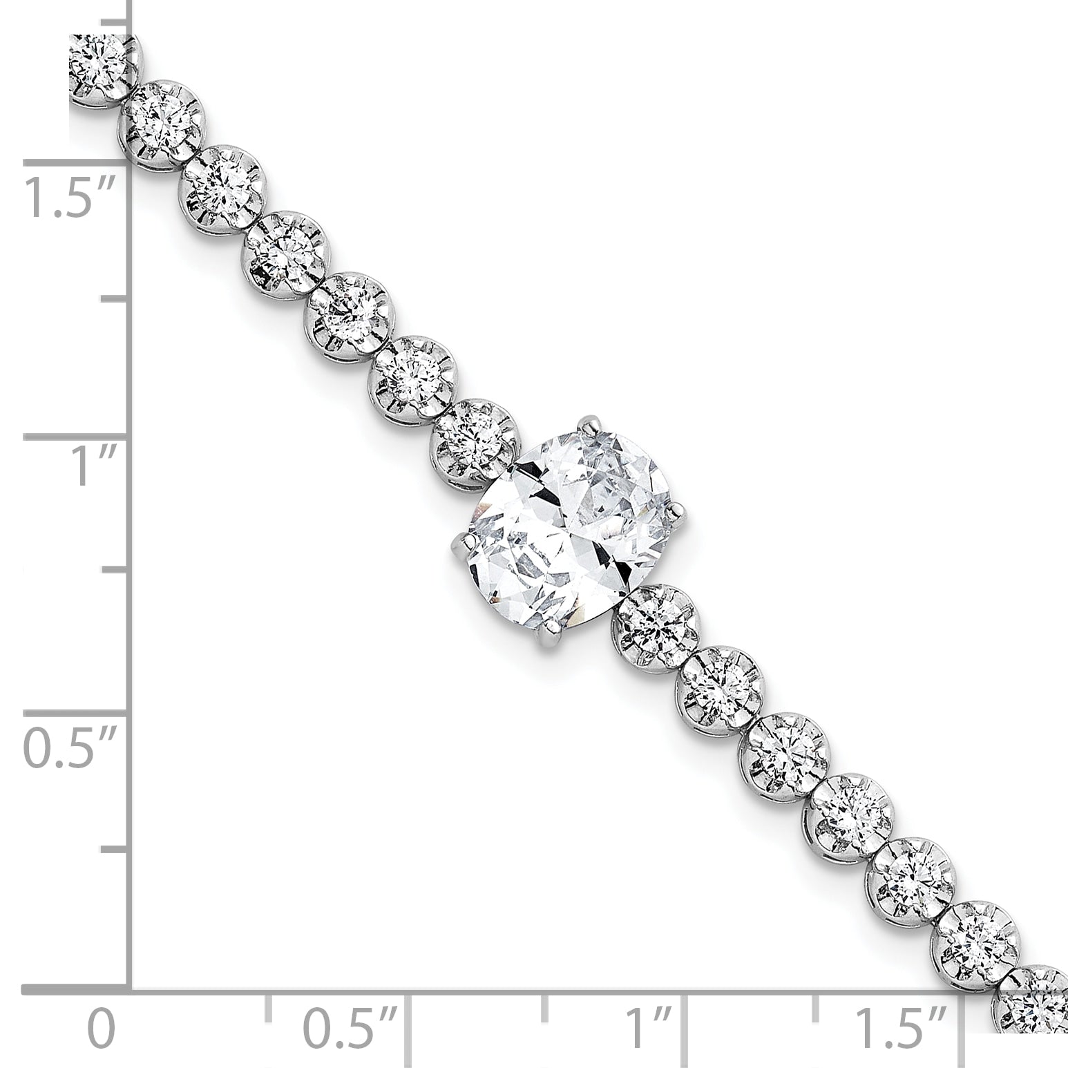 Sterling Silver Rhodium-plated Polished Fancy Oval and Round CZ 7.25 Inch Bracelet