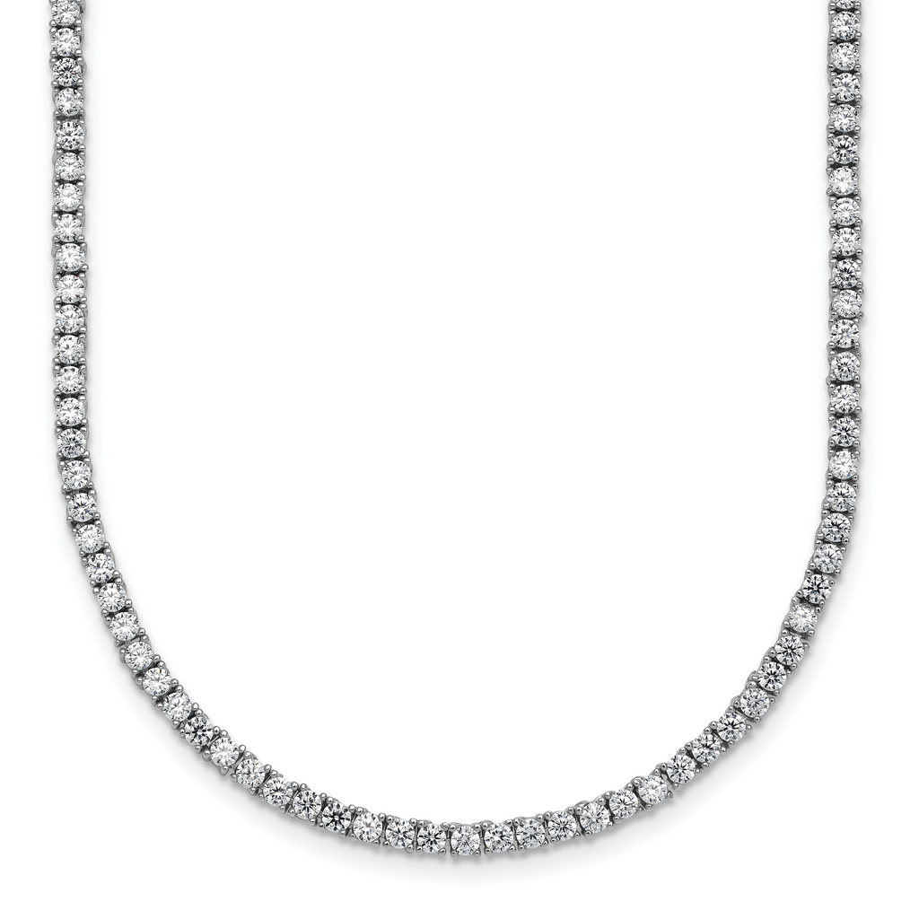 Sterling Silver Rhodium-plated CZ 18 inch Tennis Necklace
