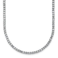 Sterling Silver Rhodium-plated CZ 18 inch Tennis Necklace