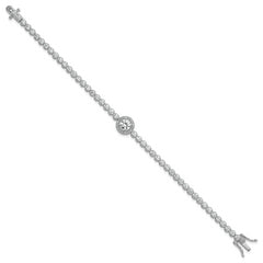Sterling Silver Rhodium-plated Polished Round CZ Halo 7.25 Inch Bracelet