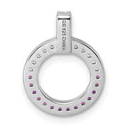 Sterling Silver Rhodium-plated White and Red CZ Open Circle Pendant