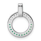 Sterling Silver Rhodium-plated White and Green CZ Open Circle Pendant