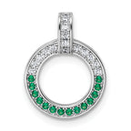 Sterling Silver Rhodium-plated White and Green CZ Open Circle Pendant