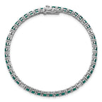 Sterling Silver Rhodium-plated Polished Round Green and White CZ 7 Inch Bracelet