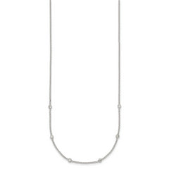Sterling Silver Polished White CZ 6-Station 16.5 with 1 inch Extension Necklace