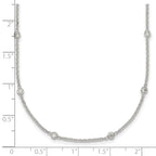Sterling Silver Polished White CZ 6-Station 16.5 with 1 inch Extension Necklace