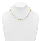 Sterling Silver and Gold-tone Polished Fancy Link and Double Chain 16 inch Necklace