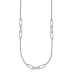 Sterling Silver Polished and Textured Fancy Link and Chain 16 inch Necklace