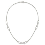 Sterling Silver Polished and Textured Fancy Link and Chain 16 inch Necklace