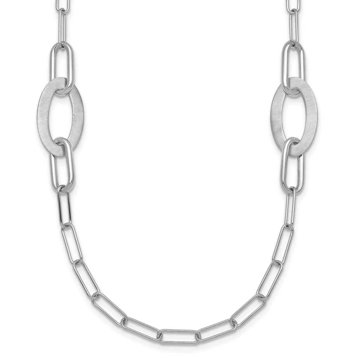 Paperclip Chain Necklace in Sterling Silver, 6.5mm Brushed, 24 Inch - Sophia Jewelers Main image