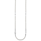 Sterling Silver Rhodium-plated Plastic Imitation Pearl 19.75 inch with 1 inch extender Rosary Themed Necklace