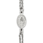 Sterling Silver Rhodium-plated Black Crystal 20 inch with 0.5 inch extender Rosary Themed Necklace