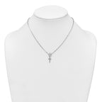 Sterling Silver Rhodium-plated Polished Cross Dangle Paperclip Link 16 Inch with 2 Inch Extension Necklace