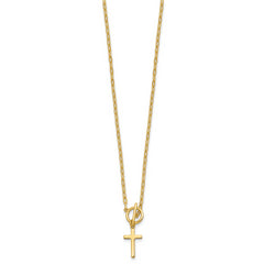 Sterling Silver Gold-tone Polished Cross Dangle Paperclip Link 16 Inch with 2 Inch Extension Necklace