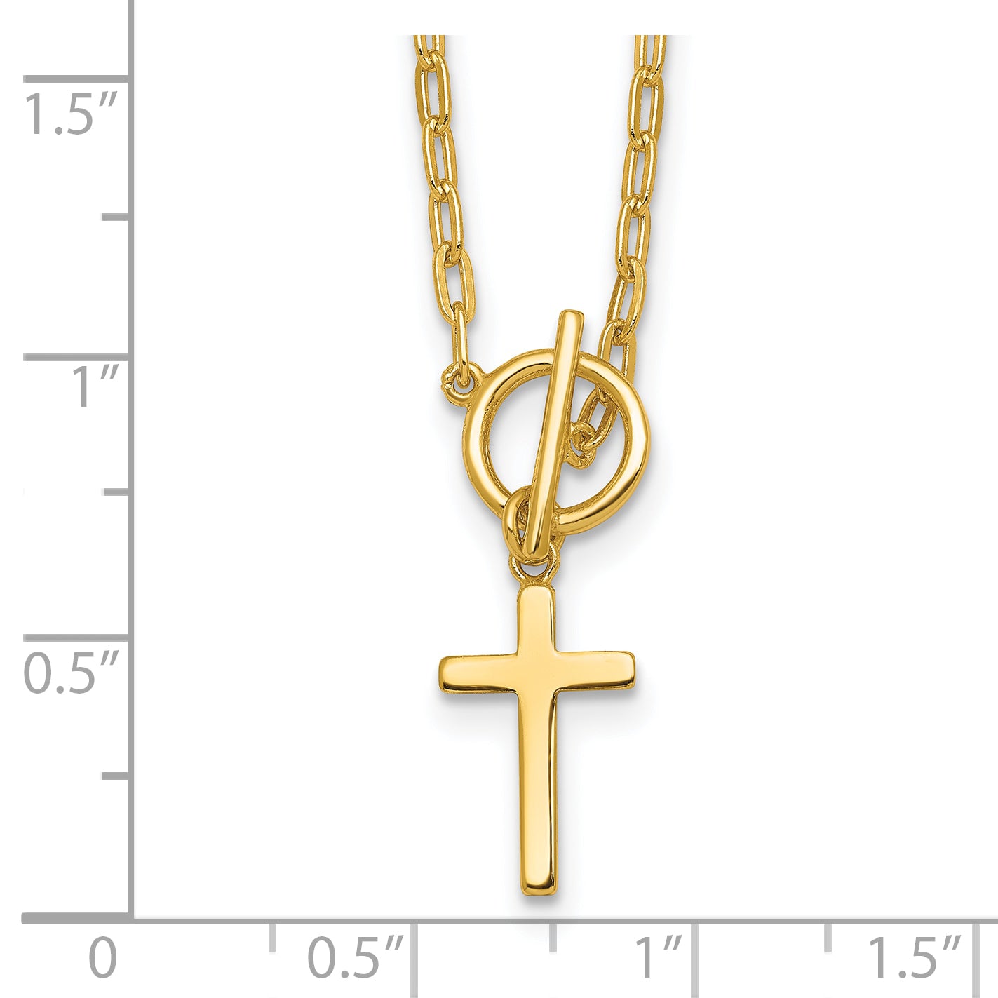 Sterling Silver Gold-tone Polished Cross Dangle Paperclip Link 16 Inch with 2 Inch Extension Necklace