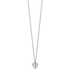 Sterling Silver Rhodium-plated Polished Mother of Pearl Heart and CZ Cross 14 Inch with 3 Inch Extension Children's Necklace