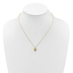 Sterling Silver Gold-tone Polished Mother of Pearl Heart and CZ Cross 14 Inch with 3 Inch Extension Children's Necklace
