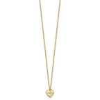 Sterling Silver Gold-tone Polished Mother of Pearl Heart and CZ Cross 14 Inch with 3 Inch Extension Children's Necklace