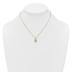 Sterling Silver Gold-plated CZ and White Enamel Miraculous Medal 15.75 inch with 2 inch extender Necklace