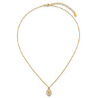 Sterling Silver Gold-plated CZ and White Enamel Miraculous Medal 15.75 inch with 2 inch extender Necklace