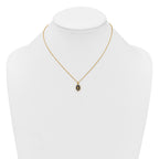 Sterling Silver Gold-plated CZ and Blue Enamel Miraculous Medal 15.75 inch with 2 inch extender Necklace